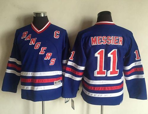 Rangers #11 Mark Messier Blue CCM Throwback Stitched Youth NHL Jersey - Click Image to Close